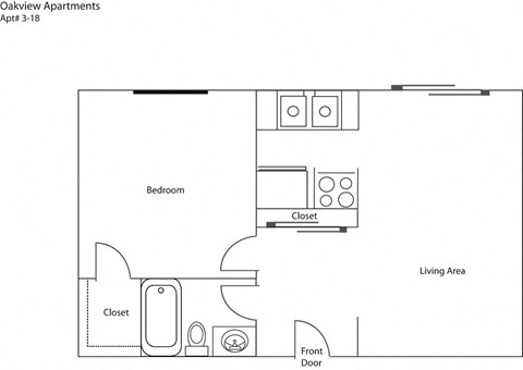 Floor plan for 1 bed, 1 bath, 625 sqft